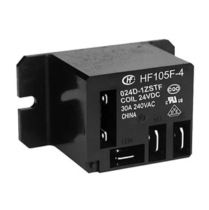 250VAC 30A Miniature high power relay, 2.5kV dielectric strength, 7200VA load rating, class Finsulation, sealed construction, bulkhead mount, 2 x male 4.8mm QC tabs, 2 x 6.3mm QC tabs, 1FORMC,UL/CUL VDE CQC approved