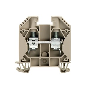 WDU16 Feed through terminal block, screw connection, dark beige V-0 Wemid, 2 connection,1000V 76A rating, 16mm2 maximum wire gauge