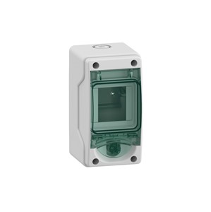 Mini Mureva enclosure for modular device, 3 x 18mm modules per row, Class II double insulation, 63Arated current, self-extinguishing polymer enclosure, IP65 rated, IEC 61439-3, IEC 60670,IEC60695-2-1, EN50262 approvals