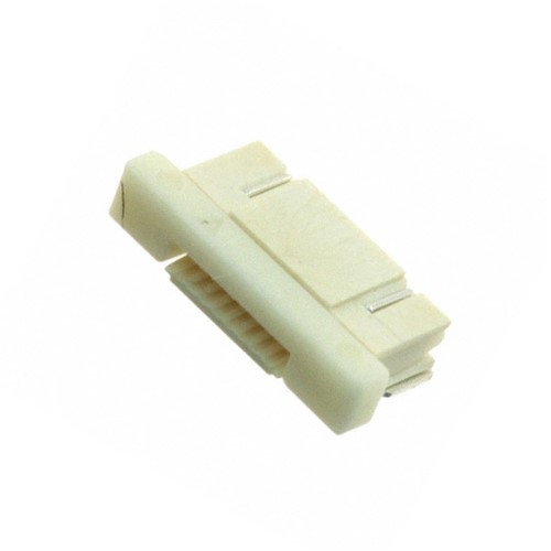 8-pin SMD FPC connector, 0.5mm pitch, right angle, locking, bottom contact, LCP housing UL94V-0