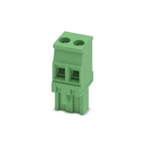 2-Way Pluggable terminal block, 5.08mm pin pitch, locking, screw terminal, 12-30AWG wirerange, 15A 300V rated (UL), polyamide green insulator UL94V-0, CSA/UL/VDE safety approvals