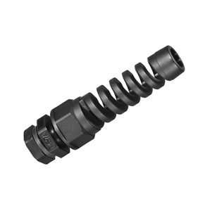 M12 x 1.5 Cable gland, intergral claw type, black colour, Nylon 6 UL94V2, Neoprene gasket, 3-6.5mmcable range, IP68 water resistance, strain relief, UL certified