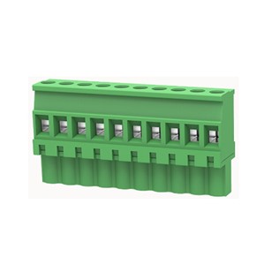 10-Way Pluggable terminal block, 5.08mm pin pitch, vertical mount, screw connection, M3 screwthread, 15A 300V rated (UL), 12-28AWG wire gauge range, polyamide PA66 green insulator UL94V-0,CSA/UL/VDE safety approvals 10-Way Pluggable terminal block, 5.08mm pin pitch, vertical mount, screw connection, M3 screwthread, 15A 300V rated (UL), 12-28AWG wire gauge range, polyamide PA66 green insulator UL94V-0,CSA/UL/VDE safety approvals
