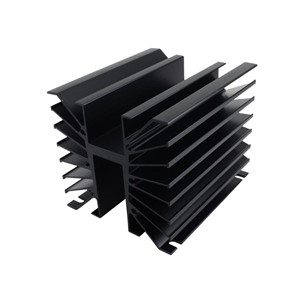 High-power extruded finned heat sink, stud mount, black anodised aluminium alloy, 127mm x 127mm x152.4mm, 1.25&quot; hex style type