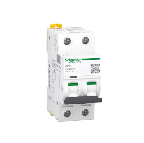 10A Miniature circuit breaker, two pole, DIN-rail mounting, type C curve, 6kA short circuit breakingcapacity at 400VAC 50/60Hz, 20,000 cycle mechanical endurance, 10,000 cycle electricalendurance