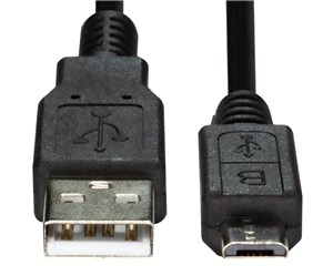 2M USB 2.0 Type Micro-B Male to Type-A Male USB connectors, black cable