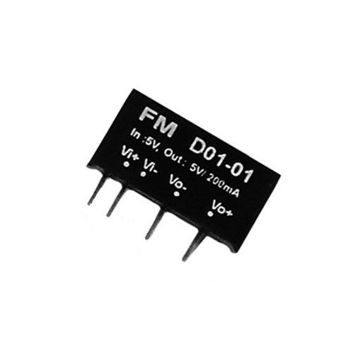 5V to 5V DC/DC Converter, SIP-7 package, 5-pin, 71% efficiency, 200mA output current, 1W outputpower, 4.5-5.5V input voltage range, short circuit protection, 1500VDC isolation, UL94V-0