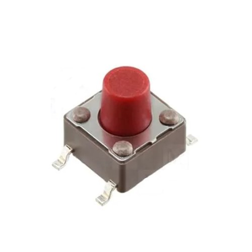 SMD Tactile switch SPST momentary (NO), 4-pin gullwing, 12VDC 50mA rated, 260gf operating force,100,000 cycle mechanical/electrical life, 6.2mm x 6.2mm body size, 5.0mm height (PCB to actuator)