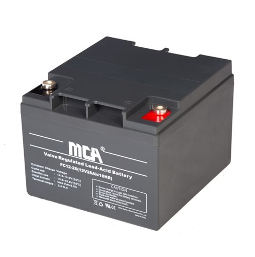 [T:Description]
This 12V 26 Ah SLA Battery is a great long life VRLA (Valve Regulated Lead Acid) that offers reliable performance and maintenance-free, spill-proof, leak-proof design. It can be used in either vertical or horizontal orientation and is perfect for a variety of applications. 
[BR]
[BR]
This battery is ideal for UPS/EPS, emergency lighting systems, medical equipment, cable TV systems, electric test equipment, home alarms/security systems, backup power, toys/kids&#39; cars, agricultural, kontiki/long line fishing, camping, consumer devices, tools, and torches. Its design makes it easy to use and its long lifespan ensures reliable performance. 
[BR]
[BR]
With a 12V 26 Ah SLA Battery, your projects will be powered for years to come.

[T:Tech Specs]

Nominal voltage: 12V 26Ah
[BR]
Type: Sealed Lead Acid VRLA battery
[BR]
Dimensions: 166mm (L) x175mm (W) x 126mm (H)
[BR]
Terminals: M6 Screw-In Terminals
[BR]
Weight: 8.3KG
[BR]
Additional: -20c to +50c operating temperature range, Safety approvals: IEC60896-21/22, JIS C8704, YD/T799, BS6290:4, GB/T 19638, UL1989
[T:Uses:]
[UL]- Home Alarms - Security Systems - Backup Power - Toys - Agricultural - Kontiki/Long Line Fishing - Camping - Consumer Devices - Tools -Torches[/UL]