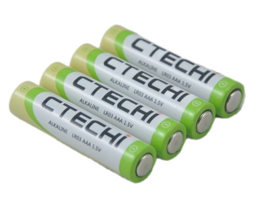 [T:Description]
Introducing the ultimate in power and convenience: the CTECHI 1.5V 1100mAh AAA Alkaline Battery. This versatile battery is perfect for use in all types of remote controls, wall clocks, grooming gadgets, toys and games, torches, mice/keyboards, and other household gadgets. Our AAA Alkaline battery provides long-lasting power and dependability, so you can rest assured that your equipment will be kept running at full power. With an 1100mAh capacity, this battery gives you a high-powered performance so you can get the job done faster. So don’t settle for low-powered batteries – get the 1.5V 1100mAh AAA Alkaline Battery and you’ll have worry-free power you can count on. This is a twin pack of the popular AAA battery.

[T:Tech Specs]
Nominal voltage: 1.5v 1100mAh
[BR]
Type: Alkaline
[BR]
Size: AAA (Twin Pack)
[BR]
Brand: CTECHI

[T:Uses:]
[UL]- Remote Controls - Wall Clocks - Grooming Gadgets - Toys - Games – Torches[/UL]