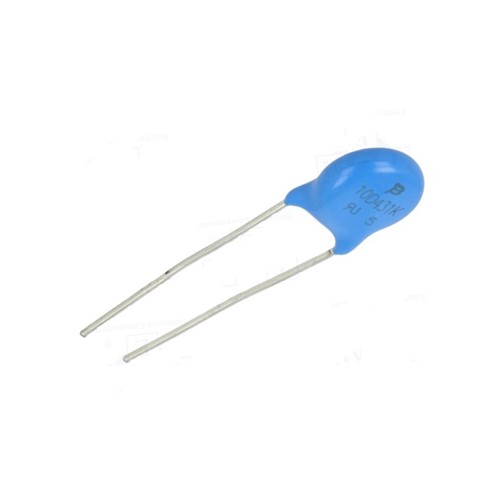 430V 65J 10mm Metal oxide disc varistor, 275VAC/350VDC maximum continuous voltage, 710Vmaximum clamping voltage, maximum 12.5mm diameter, 5.2mm thickness, 7.5mm PCB pitch