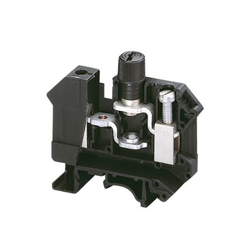 Linergy TR screw type terminal block, 5mm x 20mm cylindrical fuse carrier, screw cap, 500V/10Arated (IEC60947-7-1), black Polyamide 6/6 insulating case, 1000V dielectric strength